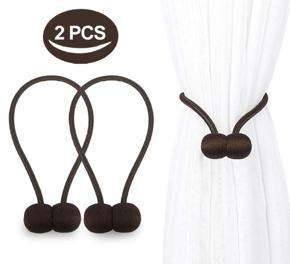 2 PCS Magnetic Curtain Buckle Magnetic Curtain Tiebacks Convenient Drape Tie European Style Decorative Weave Rope Curtain Rings & Buckles Holder for Window Sheer Blackout Draperies