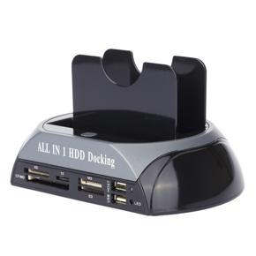 Multifunctional Hard Disk Base 2.5/3.5 inch IDE/SATA Mobile Hard Disk Base Dual-bay HDD Docking Station Black US Plug