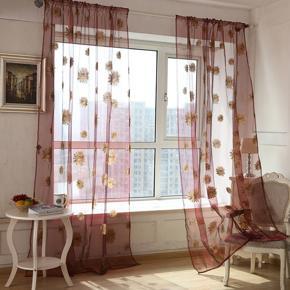 Sunflower Sheer Tulle Window Curtain Valance Door Room Divider Drape Decoration