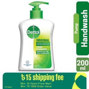 Dettol Handwash Original 200ml Pump, Liquid Soap with protection from 100 illness-causing germs