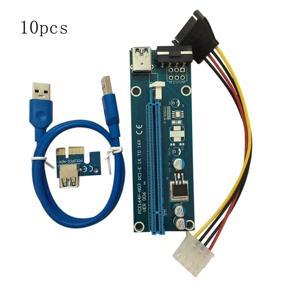 10Pcs/Setpci-E Pci Express 16X Riser Card Usb 3.0 Sata To 4Pin Ide Power Cord - blue