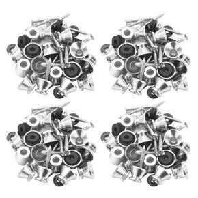 ARELENE Guitar Bass Chrome Metal End Pin Strap Buttons Locks Cushion Screws (64Pcs)