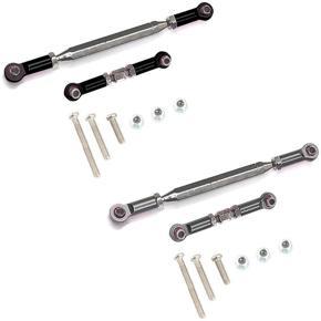 BRADOO- 2 set Metal Adjustable Steering Linkage Servo Link Pull Rod Turnbuckle for Mn D90 D99 Mn-90 Fj-45 1/12 - Gray & Black