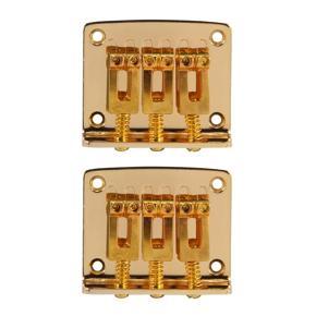 ARELENE 2X Cigar Box Guitar Parts: 3-String Gold Top Loading Hard-Tail Adjustable Bridge Gold Color