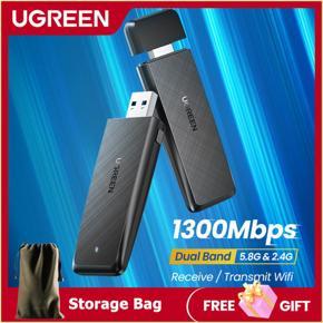 UGREEN Wifi Adapter 1300Mbps 5Ghz & 2.4GHz Dual Band USB Wifi for Laptop Desktop USB Ethernet Adapter Network Card Wifi Dongle