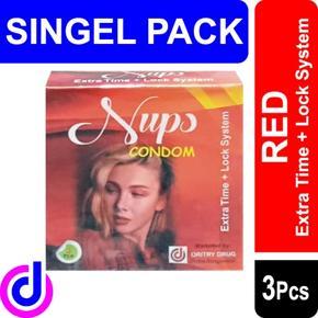 Nups condom extra time- lock system for men ( 3x1=3pcs ) Red