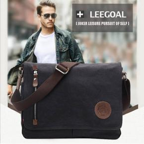 Men'S Vintage Canvas Schoolbag Shoulder Messenger Bag, Black - Intl