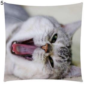 Art Lovely Cat Print Cotton Linen Pillow Case Car Seat Cushion Sofa Cover Decor