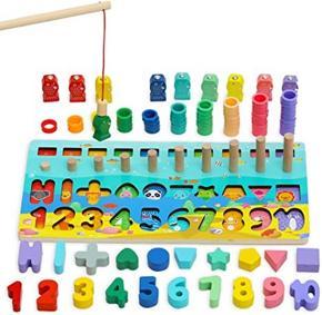 Wooden 5 in 1 Sorting Puzzles Montessori Math Puzzle Toys Wooden Blocks Puzzle