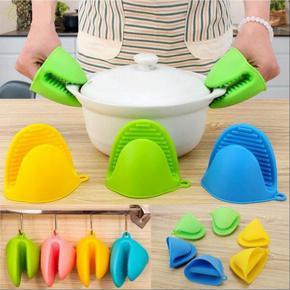 1pc Silicone Heat Resistant Pot Holder Oven Mitt Mini Anti Skid Insulation Cooking Pinch Grip Bowl Clips Kitchen Gloves Tools