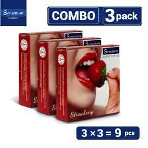 Sensation Condoms Strawberry ! Combo 3 pack