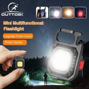 Outtobe Mini Flas-hlight Work Light Portable COB Pocket Flas-hlight Multifunctional Glare COB Keychain Light USB Charging Emergency Lamps Strong Magnetic Repair Work Outdoor