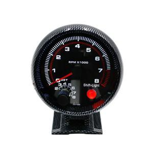 12V Car Carbon Fiber 3.75" Tachometer Tacho Gauge with 7 LED Colors Shift Light 0-8000 RPM