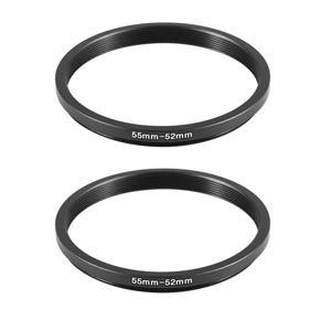 ARELENE 2Pcs 55mm-52mm 55mm to 52mm Black Step Down Ring Adapter for Camera