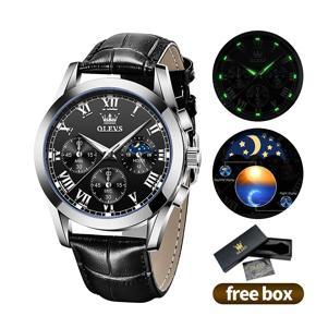 OLEVS Fashion Leather Watch for Men Waterproof Chronograph Quartz Clock Analog Men Wrist Watch - 2871