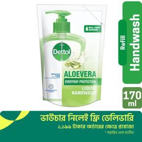 Dettol Handwash Aloe Vera 170ml Refill, Liquid Soap with Aloe Vera Extract