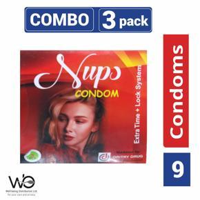 Nups - Extra Time Lock System Condom - Combo Pack - 3 Packs - 3x3=9pcs (Red)