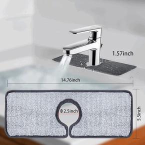 3PCS Faucet Absorbent Mat-Gray Faucet Wraparound Absorbent Mat,Faucet Splash Catcher,Dish Cleaning Drying Pads