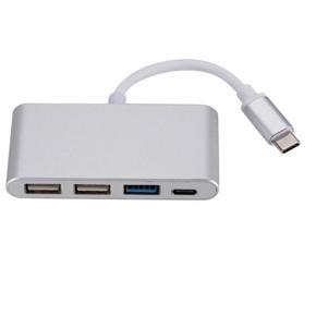 4IN1 UBS Type-C to 3 USB 3.0+USB-C Charging Port HUB Adapter Cable - silver