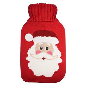 BRADOO Hot Water Bottle Knitted Cover-Red Knitted Insulation Cover Designed By Santa Claus-perfect Winter Heater-Great Gift