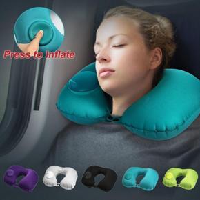 Portable U-Shape Inflatable Travel Pillow Car Head Rest Air Cushion for Travel Office Nap Head Rest Air Cushion Neck Pillow
