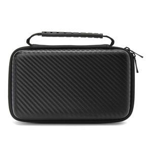 Carbon Fiber EVA Hard Carrying Case Cover Handle Bag For Nintendo New 2DS LL/XL black - black