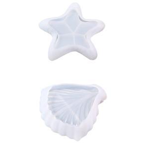 2Pcs Jewelry Silicone Mold, Starfish Conch Shape Jewelry Storage Box Silicone Mold,Epoxy Molds for Resin Casting