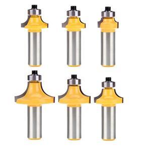Pack Of 6 1/2-Inch Shank Round Over Router Bit 1/2 Inch 1/8 Inch 1/4 Inch 5/16 Inch 3/8 Inch 7/16 Inch Roundover Edge-Forming Woodworking Milling Cutter
