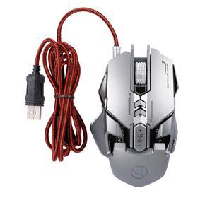 HXSJ J800 Wired Gaming Mouse Seven-key Macro Programming Mouse with Six Adjustable DPI Colorful RGB Light Effect Grey