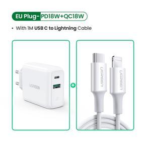 UGREEN USB C Charger 18W 2 Port PD Charger with QC Port Power Delivery for iPhone 12 Mini 12 Pro Max 11 Pro Max XR X 8 Plus iPad AirPods Pixel Samsung Galaxy S10+ S9