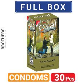 Coral Super Ultra Thin Lubricated Natural Latex Condoms - Full Box- 10x3=30Pcs