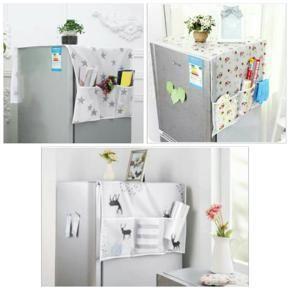 Anti-dust Waterproof Oil-proof Refrigerator Fridge Cover With 6 Pockets Organzier