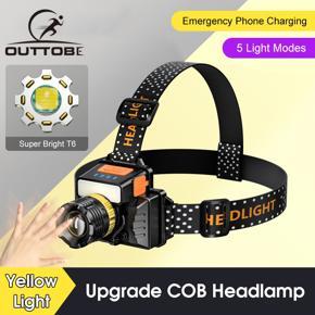 Outtobe Headlamp Induction Headlight Upgraded COB Headlights LE D Headlamps Rot ating Zoom-able Flash light Work Light USB Rechargeable Emer gency Light Head-mounted Lamp for Outdoor Running Fishing H