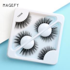 MAGEFY 3 Pair 3D Mink Eyelashes Fluffy Dramatic Eyelashes Makeup Wispy Mink Lashes Natural Long False Eyelashes Y3A08