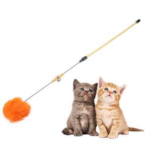 Funny Pet Cat Teaser Stick Kitten Wand Beads with Bell Colorful Interactive Toy