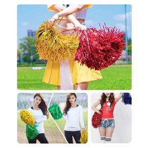 XHHDQES 48Pcs Cheerleading Pom Poms Metallic Foil Cheer Pom Poms with Plastic Handle for Adults Kids Cheerleaders Party Yellow