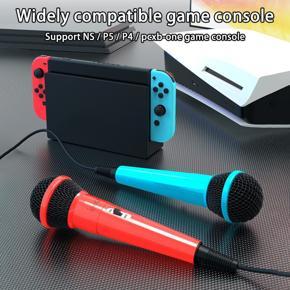 2pcs 3.5mm Wired Microphones Handheld Karaoke Mic with Dual 3.5mm Jack to USB Adapter for Nintendo Switch PS5 PS4 XBox One PC professional design