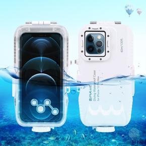 PULUZ 40m/130ft Waterproof Diving Housing Photo Video Taking Underwater Cover Case for iPhone 12 Pro Max(White)