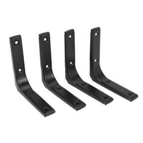 4 PCS Iron Wall Shelf Bracket, 4 x 4 Inch Heavy Duty Shelf Support Bracket Decorative Joint Angle Bracket, Black