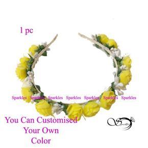 Artificial  flower  White & Yellow Color hair band for girls- 1 pc