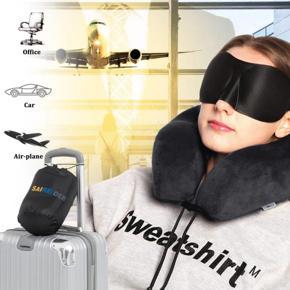 Adjustable Memory Foam Made Portable Travel Pillow, Eyemask, Earplucks