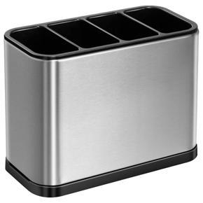 Kitchen Utensil Holder, Stainless Steel Kitchen Organizer Caddy with Removable Divider and Sturdy Drip Tray Base