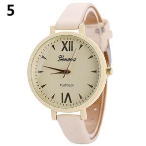 Candy Color Fashion Sweet Girl Women Slim Faux Leather Quartz Analog Wristwatch