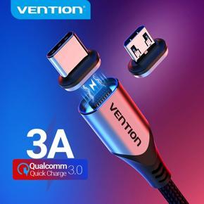 Vention Magnetic Charge Cable 3A Fast Charging Micro USB Cable Magnet USB Type C Charging Data Wire for Mobile Phone USB Cord