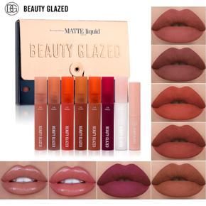 BEAUTY GLAZED 8 Colors Matte Waterproof Long Lasting Liquid Lipstick Set with Bag