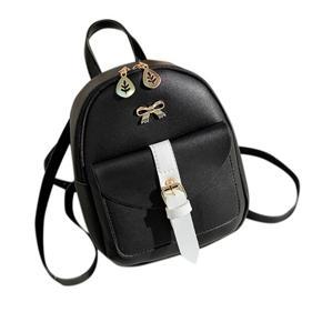 Women's Mini Backpack Luxury PU Leather Kawaii Backpack Cute Graceful Bagpack Small School Bags for Girls Bow-knot Leaf Hollow