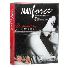 Manforce Condoms Strawberry flavoured 3s Single Pack