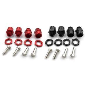 BRADOO- 2set 12mm Turn 17mm Extension Wheel Hex Hub Adapter for HSP 1/10 Buggy Bigfoot Truck Can Use 1/8 Tires,Black & Red