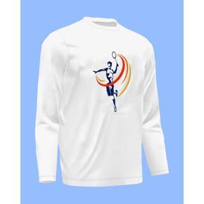 Badminton 3 White long Sleeve T-Shirt For Men