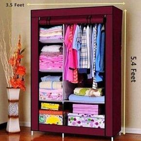 2 Door Storage Wardrobe Foldable and Movable Cloth Wardrobe